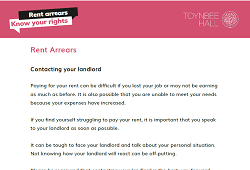 Rent arrears - contacting your landlord letter guidance